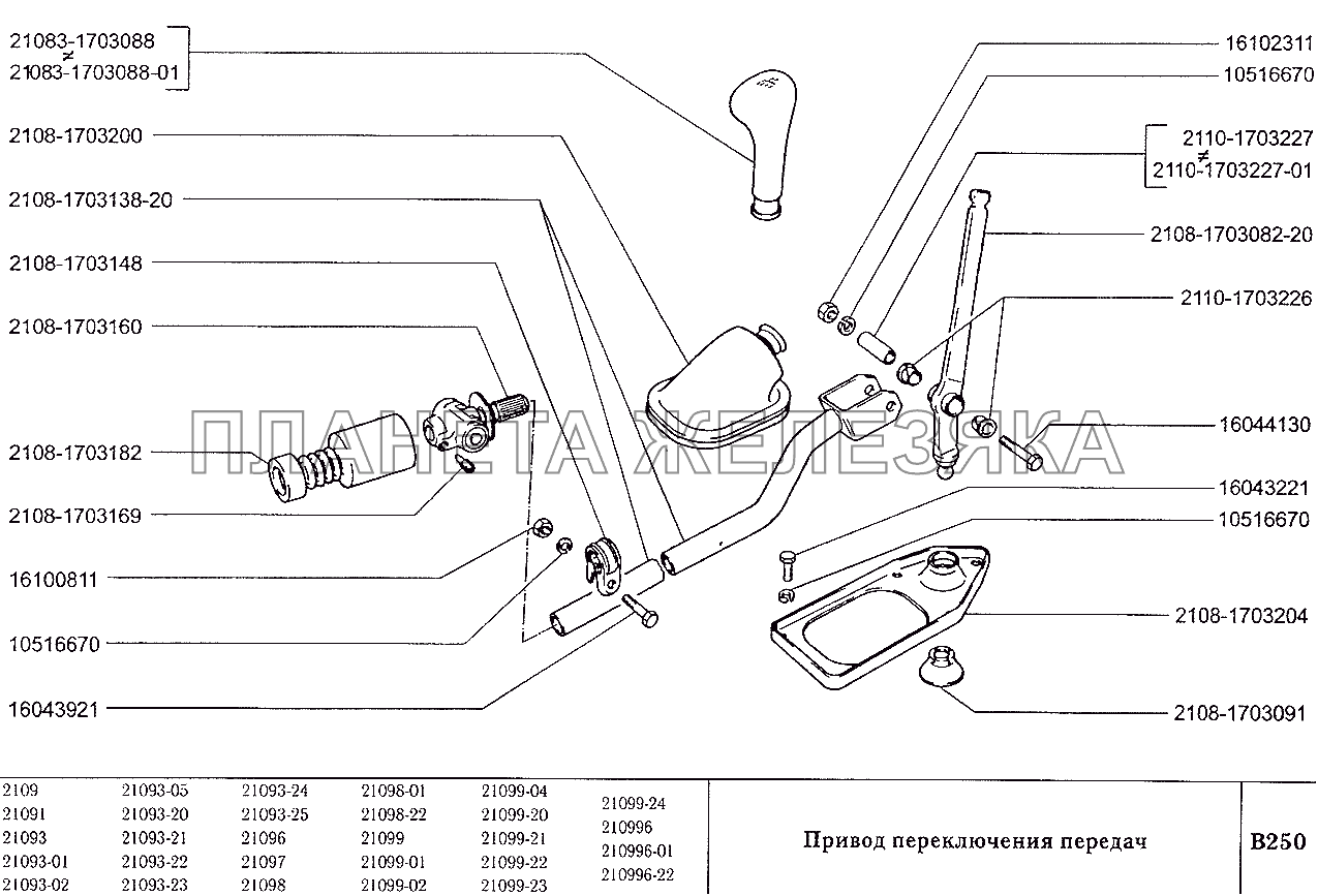 Привод переключения передач ВАЗ-2109